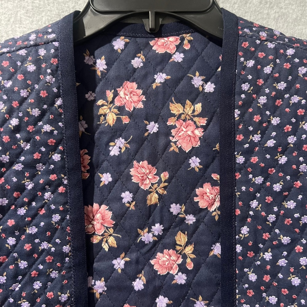 Cottagecore Navy Floral Quilted Vest Puffed Layering Granycore Prairie - Picture 6 of 6
